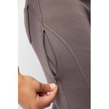 Pantalon d'équitation thermique full grip Horze Rhea enfant poches arrière Faucon brun Marron