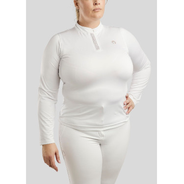 Polo Montar Briella manches longues crystal Rose gold Curve femme Blanc