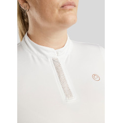 Polo Montar Briella manches longues crystal Rose gold Curve femme Blanc