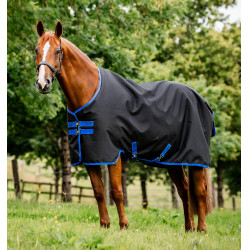 Amigo Ripstop Horseware 900D Turnout deken gevoerd met fleece 50g Zwart / klassiek blauw