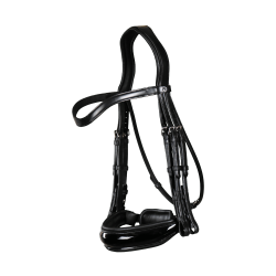 Bride Dy'on collection dressage cuir plat Muserolle Large Vernie Noir Bride Dy'on collection dressage cuir plat Muserolle Large Vernie Noir