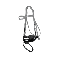 Muserolle Dy'on dressage cuir plat Combinée Large Fermeture Pull Back Vernie Noir Muserolle Dy'on dressage cuir plat Combinée Large Fermeture Pull Back Vernie Noir