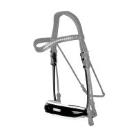 Neusriem Dy'on collectie dressuur rond leder Groot Vernist Met Witte Voering Zwart