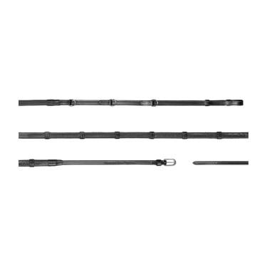 Rênes Howlett Dy'on 3 "D"Caoutchouc 1/2'' avec 7 arrêtoirs Noir Rênes Howlett Dy'on 3 "D"Caoutchouc 1/2'' avec 7 arrêtoirs Noir