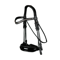 Trenshoofdstel Dy'on Muserolle Large Vernis collectie dressuur rond leder Zwart Trenshoofdstel Dy'on Muserolle Large Vernis collectie dressuur rond leder Zwart