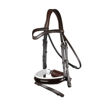 Bridon Working by Dy'on Muserolle Combinée Large Vernie Doublure Blanche Brun Marron