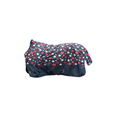 Highneck deken HKM Norwich 600D gladde voering Bleu motif étoiles Highneck deken HKM Norwich 600D gladde voering Bleu motif étoiles