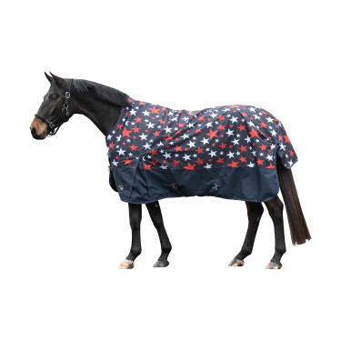 Highneck deken HKM Norwich 600D gladde voering Bleu motif étoiles Highneck deken HKM Norwich 600D gladde voering Bleu motif étoiles