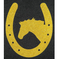 Motif thermocollant fer à cheval et cheval HKM Or flex moda glitter Motif thermocollant fer à cheval et cheval HKM Or flex moda glitter