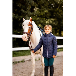 Gewatteerde rijjas Horze Astrid voor kinderen Polaireblauw Marineblauw