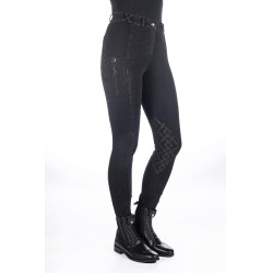Damesbroek Harbour Island Denim met siliconen kniestukken HKM Zwart Damesbroek Harbour Island Denim met siliconen kniestukken HKM Zwart