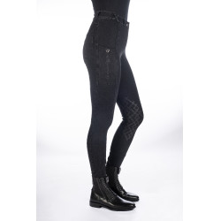 Damesbroek Harbour Island Denim met siliconen kniestukken HKM Zwart Damesbroek Harbour Island Denim met siliconen kniestukken HKM Zwart