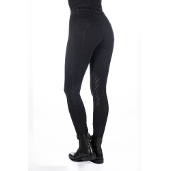 Damesbroek Harbour Island Denim met siliconen kniestukken HKM Zwart Damesbroek Harbour Island Denim met siliconen kniestukken HKM Zwart