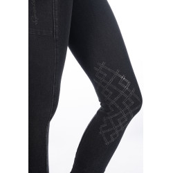 Damesbroek Harbour Island Denim met siliconen kniestukken HKM Zwart Damesbroek Harbour Island Denim met siliconen kniestukken HKM Zwart