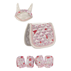 Set design Cuddle Pony HKM Blanc cassé / rose Set design Cuddle Pony HKM Blanc cassé / rose