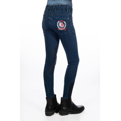 Kinderbroek Aymee Denim met siliconen zitvlak HKM Donkerblauw Kinderbroek Aymee Denim met siliconen zitvlak HKM Donkerblauw