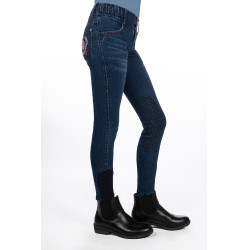 Kinderbroek Aymee Denim met siliconen zitvlak HKM Donkerblauw Kinderbroek Aymee Denim met siliconen zitvlak HKM Donkerblauw