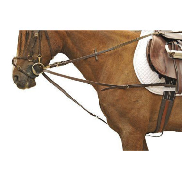 Rênes allemandes HKM avec boucles en inox Noir Rênes allemandes HKM avec boucles en inox Noir