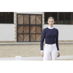 Polo de concours Monaco manches longues HKM Bleu foncé Polo de concours Monaco manches longues HKM Bleu foncé