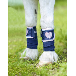 Polobandages Funny Horses Hearts HKM Donkerblauw