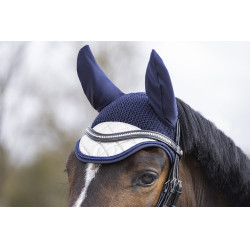 Bonnet anti-mouches Golden Queen Style HKM Bleu foncé / doré Bonnet anti-mouches Golden Queen Style HKM Bleu foncé / doré