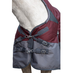 Couverture highneck HKM Yukon 600D 300g Rouge foncé / gris