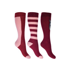 Chaussettes pour enfants  Grenada HKM lot de 3 Rose / lie de vin Chaussettes pour enfants  Grenada HKM lot de 3 Rose / lie de vin