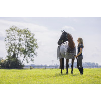 Couverture anti-mouches Comfort avec polaire HKM Gris / naturel / bleu