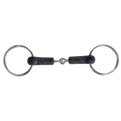 Mors à anneaux HKM 18 mm caoutchouc Noir Mors à anneaux HKM 18 mm caoutchouc Noir