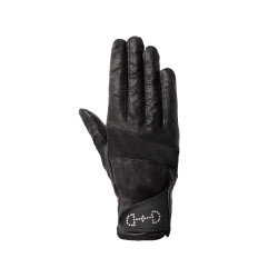 Gants cuir et mesh femme Horze Noir