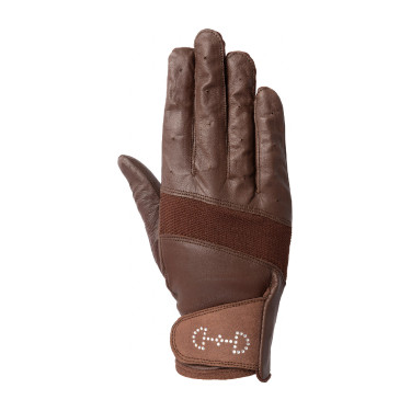 Leren en mesh handschoenen dames Horze Bruin