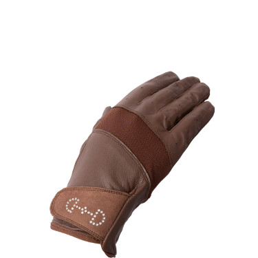 Leren en mesh handschoenen dames Horze Bruin