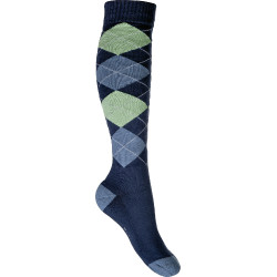 Chaussettes HKM Warming up Bleu jeans / carreaux Chaussettes HKM Warming up Bleu jeans / carreaux