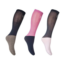 Chaussettes HKM Microcotton Colour par 3 Rose / marine / gris