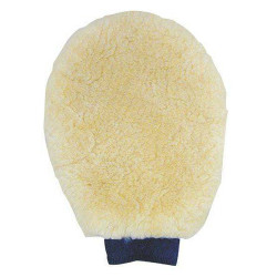 Gant de pansage HKM en mouton véritable Naturel Marron