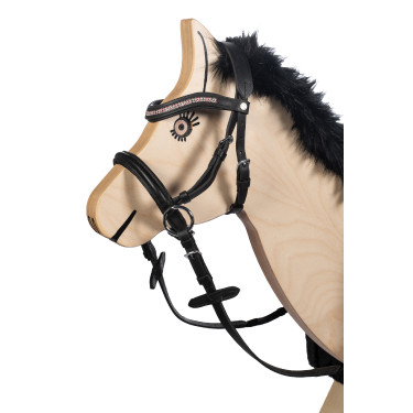 Bitloze hoofdstel Funny Horses, voor houten paarden HKM Zwart / fuchsia