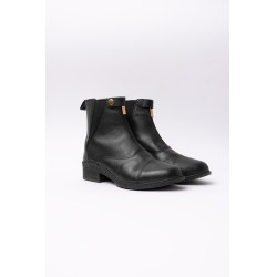 Boots cuir Rose fermeture éclair devant Horze Noir Boots cuir Rose fermeture éclair devant Horze Noir