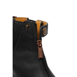 Boots cuir Rose fermeture éclair devant Horze Noir Boots cuir Rose fermeture éclair devant Horze Noir