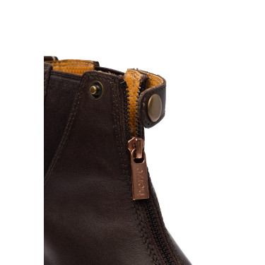 Boots cuir Rose fermeture éclair devant Horze Marron foncé