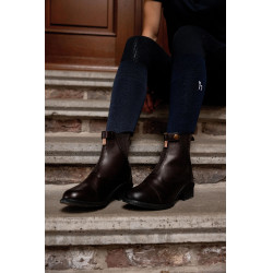 Boots cuir Rose fermeture éclair devant Horze Marron foncé