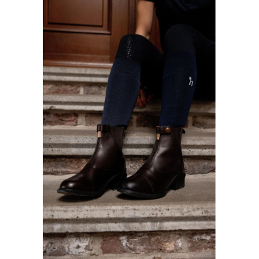 Boots cuir Rose fermeture éclair devant Horze Marron foncé