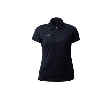 Functioneel poloshirt met korte mouwen Denise dames Horze Donker marineblauw