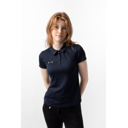 Functioneel poloshirt met korte mouwen Denise dames Horze Donker marineblauw