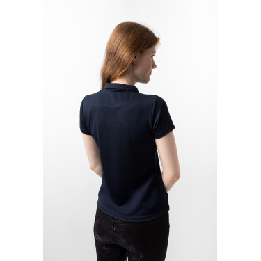 Functioneel poloshirt met korte mouwen Denise dames Horze Donker marineblauw