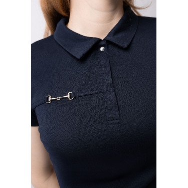 Functioneel poloshirt met korte mouwen Denise dames Horze Donker marineblauw