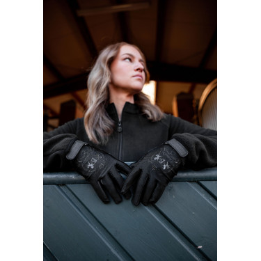 Gants d'équitation B Vertigo Laia femme avec logo imprimé Noir Gants d'équitation B Vertigo Laia femme avec logo imprimé Noir