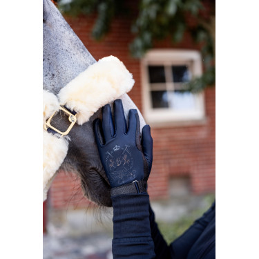 Gants d'équitation B Vertigo Laia femme avec logo imprimé Marine foncé Gants d'équitation B Vertigo Laia femme avec logo imprimé Marine foncé