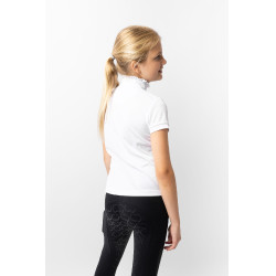 Polo de concours manches courtes à volants Christel enfant Horze Blanc