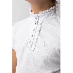 Polo de concours manches courtes à volants Christel enfant Horze Blanc