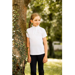 Polo de concours manches courtes à volants Christel enfant Horze Blanc